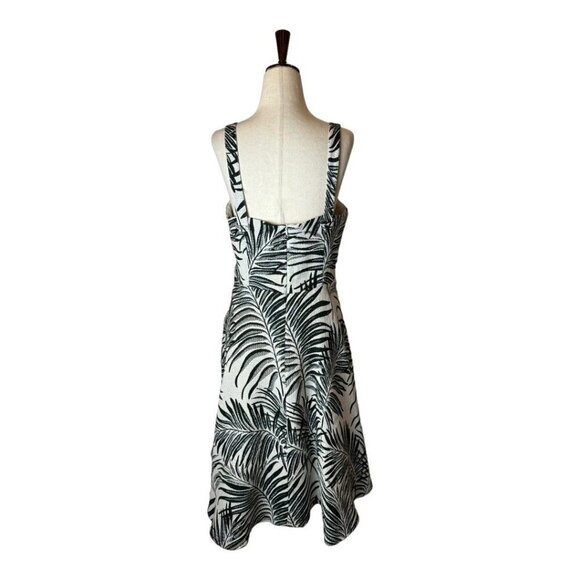 Hutch Aidy Dress Womens 10 Black Ivory Palm Print Button Front Knee Length - Picture 3 of 15